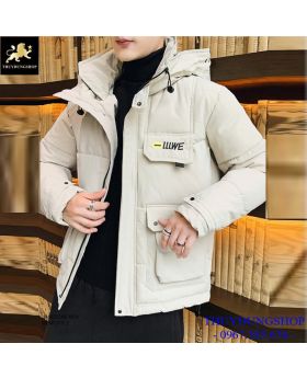 Áo phao nam Túi hộp phong cách, có mũ, ấm áp, cá tính NAP34